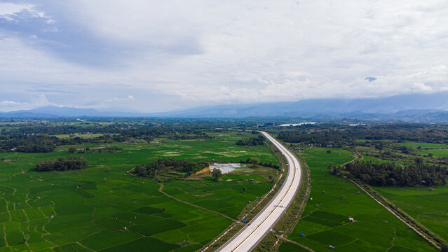 Aerial photo of Sigli Banda Aceh (Sibanceh) toll road.