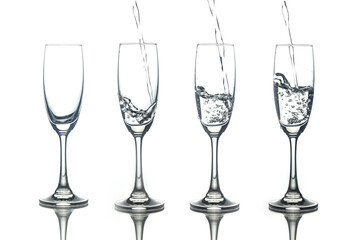 collection glass wine isolated on white background.