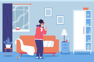 Sick Woman Flat Background
