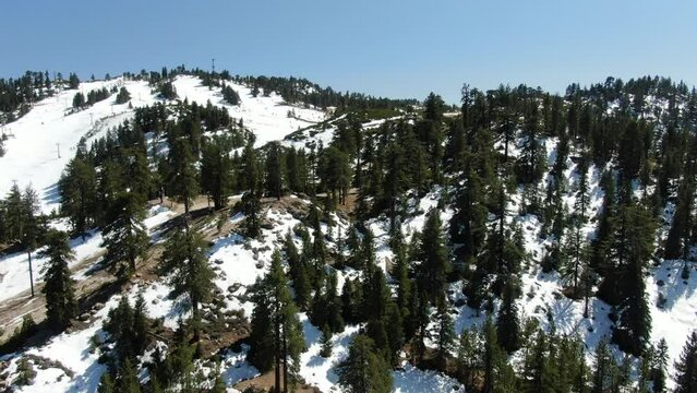 Snow Mts and Ski Trails Aerial Shot San Bernardino Mountains R California USA