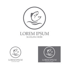 Fish logo, fishinghook, fish oil and seafood restaurant icon. With vector icon concept design illustration template