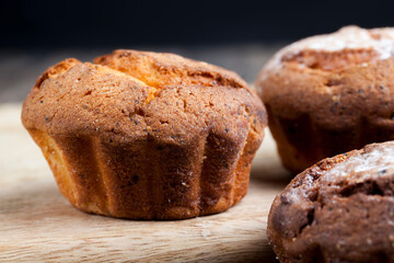 fresh cottage cheese cupcake on a wooden table
