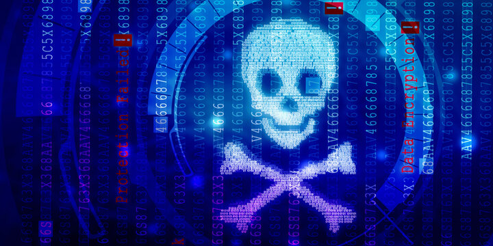 2d illustration abstract binary skull 