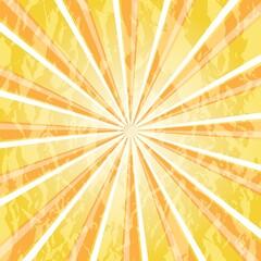 Abstract retro background with sun ray and dirty scratched surface. Vintage