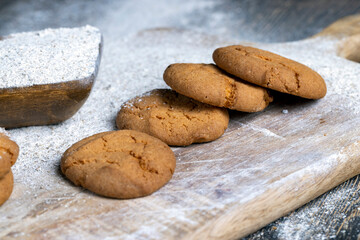 several round light cookies after cooking