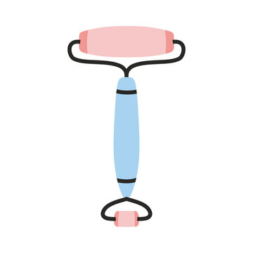 recommend clip art: Rose quartz Facial Roller, cartoon style. Facial Massage. Home beauty routine.