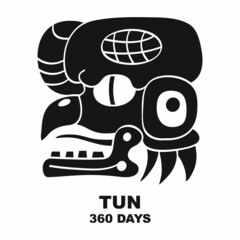 Vector icon with long count glyph from Maya calendar. Period symbol Tun