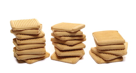 Shortcake biscuits with milk and honey isolated on white