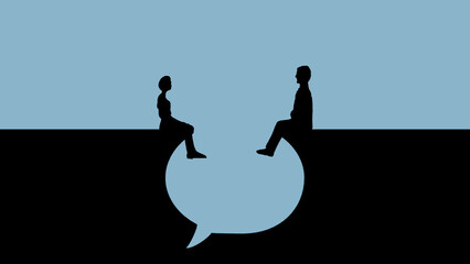 Man and Woman Talk at a Distance

