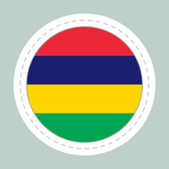 Sticker ball with flag of Mauritius. Round sphere, template icon. Mauritian national symbol. Glossy realistic ball, 3D abstract vector illustration. Big bubble