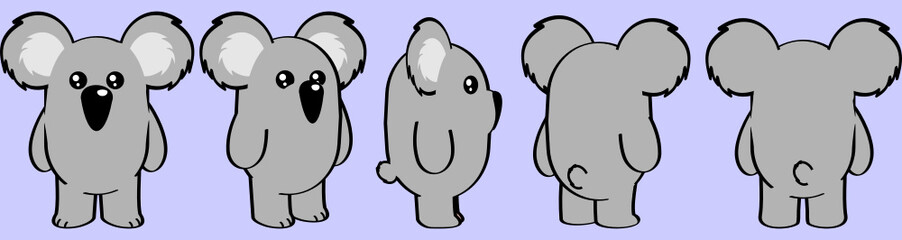 chibi koala cartoon perspective collection in vector format