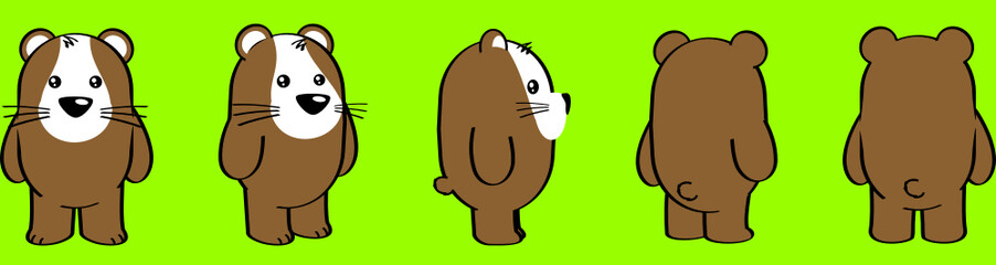 cute kawaii hamster character cartoon perspective collection set illustration in vector format