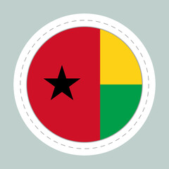 Sticker ball with flag of Guinea-Bissau. Round sphere, template icon. National symbol. Glossy realistic ball, 3D abstract vector illustration. Big bubble