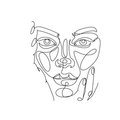 Abstract minimal woman line art.  beauty female portrait. Minimalist modern elegant logo . Woman line art