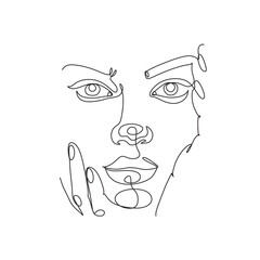 Abstract minimal woman line art.  beauty female portrait. Minimalist modern elegant logo . Woman line art
