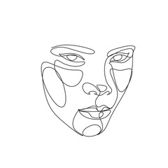 Abstract minimal woman line art.  beauty female portrait. Minimalist modern elegant logo . Woman line art