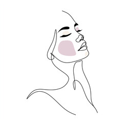 Abstract minimal woman line art.  beauty female portrait. Minimalist modern elegant logo . Woman line art