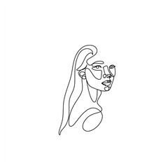 Abstract minimal woman line art.  beauty female portrait. Minimalist modern elegant logo . Woman line art