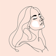 Abstract minimal woman line art.  beauty female portrait. Minimalist modern elegant logo . Woman line art