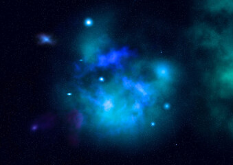 Star field in space and a nebulae