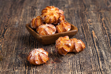 delicious choux pastry with powdered sugar