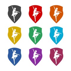 Ballerina shield icon or logo, color set