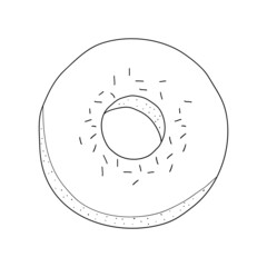 Donut doodle art. Black line on white background