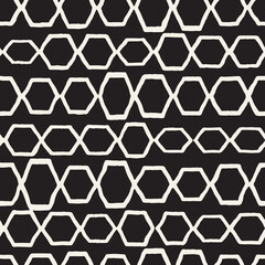 Vector seamless hand-painted pattern. Abstract decorative background with brush strokes. Monochrome hand-drawn texture.