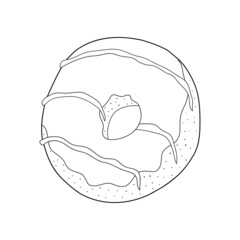 Donut doodle art. Black line on white background