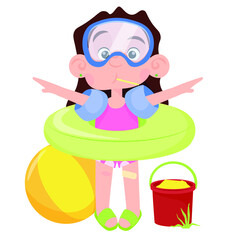 Summer girl with swimming circle