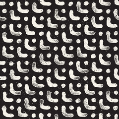 Vector seamless hand-painted pattern. Abstract decorative background with brush strokes. Monochrome hand-drawn texture.