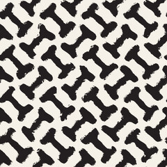 Vector seamless hand-painted pattern. Abstract decorative background with brush strokes. Monochrome hand-drawn texture.