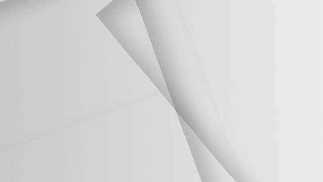 Abstract white and grey gradient elegant wallpaper backdrop. Clean background for business or website presentation. Random moving shapes. Smooth minimal geometric motion background with copyspace