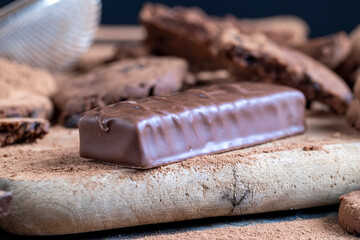 chocolate-covered chocolate-flavored nougat with caramel