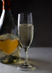 bottle of wine and glass