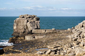 Fototapeta na wymiar Pulpit Rock at Portland Bill, Dorset, UK on 14 February 2022