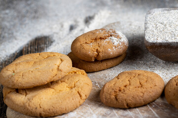 several round light cookies after cooking