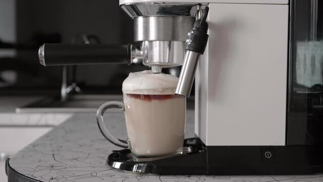 When something goes wrong. The coffee machine pours a mug of coffee. Failure in the kitchen.