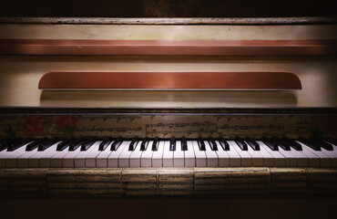 Fototapeta na wymiar Old Decorated Piano Details