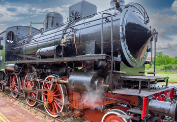 Ancient Italian Steam Train Locomotive