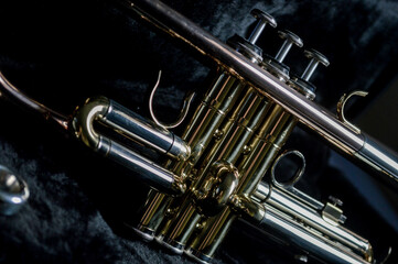bronze trumpet musical instrument notes background