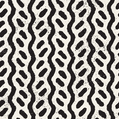 Vector seamless hand-painted pattern. Abstract decorative background with brush strokes. Monochrome hand-drawn texture.