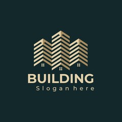 Modern building 3D style logo design vector, Building architecture logo design concept