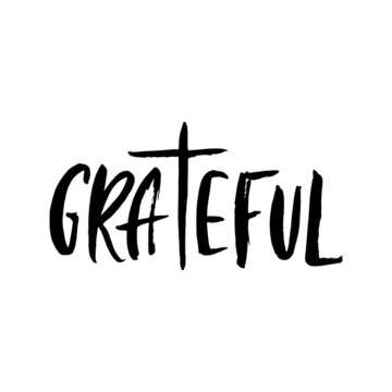 Hand drawn grunge christian cross and word "grateful". Religion symbol vector illustration