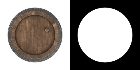 3D rendering illustration of a wooden barrel
