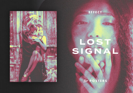 Lost Signal Poster Glitch Photo Effect Mockup