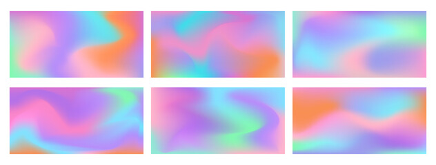 Fototapeta premium Holographic gradient iridescent background set