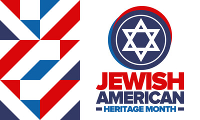 Jewish American Heritage Month. Jewish American contribution to the history United States. Celebrated annual in May. Star of David. Israel symbol. Vector poster, creative illustration
