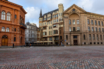 Riga Old Town. Medieval Gothic Architecture. Riga the capital of Latvia. Baltic states. Europe.