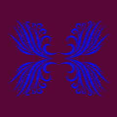 abstract elegant design decorative filigree vintage pattern in blue on brown background